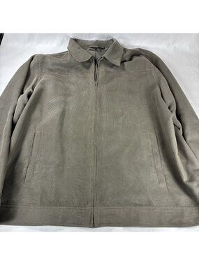 Weatherproof Faux Suede Men XXL Full Zip Harrington Jacket Olive Taupe Coat Flaw